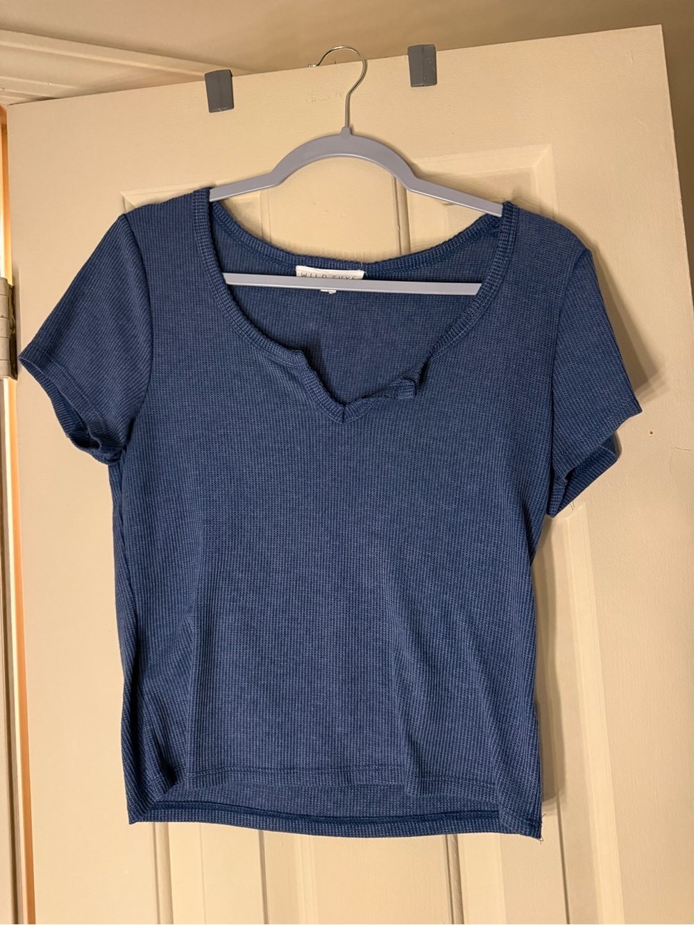 Women’s Short Sleeve Ribbed Tee - Blue